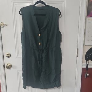BloomChic Forest Green Dress with Buttons